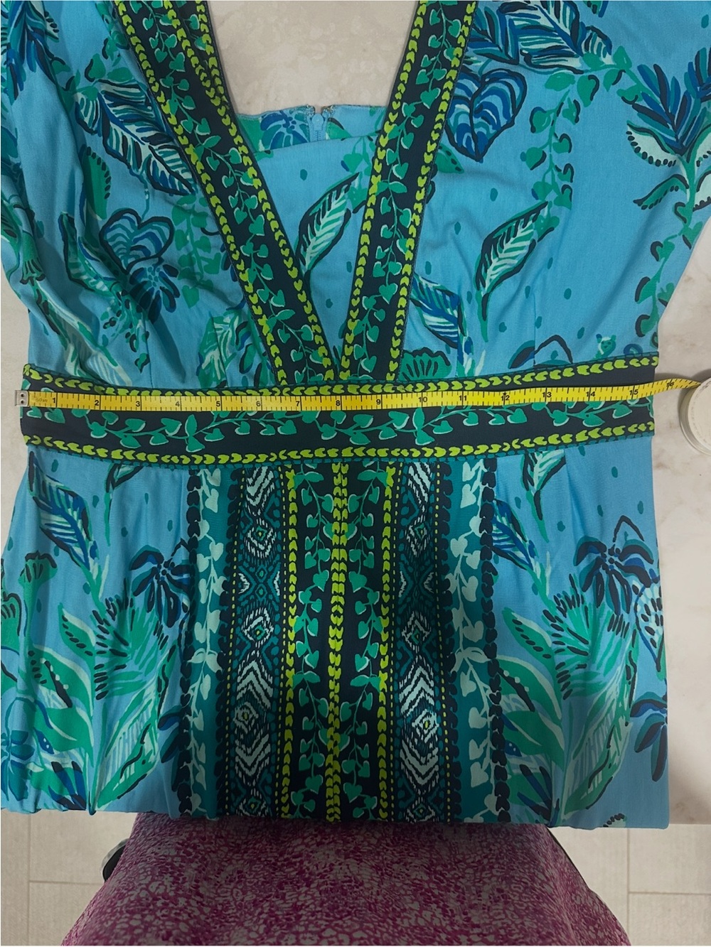 Lilly Pulitzer Turquoise & Green Floral Border-Print Maxi Dress - Picture 9 of 9